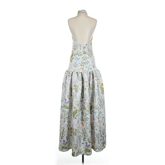 NWT Ashley Stambouli Garden Gown in White Floral Neoprene Halter Dress S - Picture 6 of 11